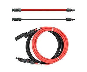 SOLARTRONICS Cable alargador de 4 mm², Incluye Enchufe Solar, 2 x 20 m, Certificado, Cable Solar en Ambos Lados, Color Rojo/Negro, Cable fotovoltaico con Enchufe, Cable Solar, Fabricado en