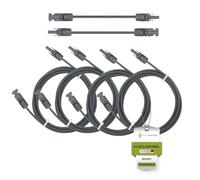 Solartronics - Cables solares H1Z2Z2-K, 4 x 6 m, 6 mm², conectores solares negros y negros, conectores solares en ambos lados, cable de extensión de 6 mm², fabricado en Alemania, con 0