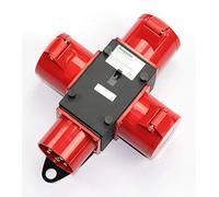 Solartronics Cuadro de Distribucion para Obra CEE Distribuidor de Corriente Pesada 32A 400V 5 Pines con Proteccion contra Salpicaduras IP44 Tapas de Seguridad, Rojo, CEE 32A