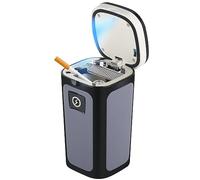 SOLARXIA Cenicero de coche, cenicero automático, encendedor de cigarrillos electrónico, alimentado por energía solar/recargable por USB, con tapa, luz LED azul, para la mayoría de portavasos de coche