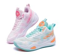 Solastride Calzado Deportivo Unisex for Exteriores, Zapatillas de Baloncesto, Ligeras, Transpirables, cómodas y envolventes.(Green Pink,39 EU)