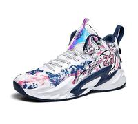 Solastride Men's Basketball Shoes High Top Anti Slip Wear-Resistant Shock-Absorbing Outdoor Sports Training Boots(Blue,44 EU)