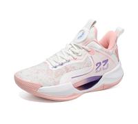 Solastride Men's Basketball Shoes with Mesh Breathable Shock-Absorbing Rebound Anti Slip Wear-Resistant Running Training Shoes(Whitepink,41 EU)