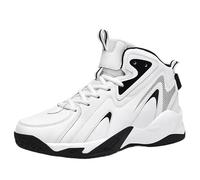 Solastride Men's High Top Basketball Shoes In Plus Size Breathable Anti Slip Shock-Absorbing Sports Training Boots(White,46 EU)