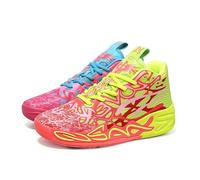 Solastride Men's High Top Basketball Shoes with Mesh Breathable Non Slip Fashionable Outdoor Sports Leisure Shoes(Yellow Blue,40 EU)