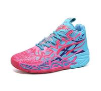 Solastride Men's High Top Basketball Shoes with Mesh Breathable Non Slip Fashionable Outdoor Sports Leisure Shoes(Blue Red,44 EU)