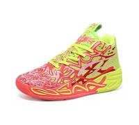 Solastride Men's High Top Basketball Shoes with Mesh Breathable Non Slip Fashionable Outdoor Sports Leisure Shoes(Red Yellow,40 EU)