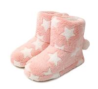 Solaud Mujer Cálidos Botines Pantufla Felpa Forradas Invierno Casa Botas Estampado de Estrellas Dormitorio Ropa Estar por Pantuflas Tipo Felpa de Algodón Rosa 35/36