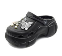 Solaud Plataforma Zuecos para Mujer Alta Plataforma Zueco Sandalias Clásico Cómodo Slip On Slide Cuña Jardín