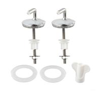 Solaughguy Bisagras de asiento de inodoro de acero inoxidable, kit de fijación de repuesto para la parte posterior a la pared con arandelas de nailon para la mayoría de inodoros, paquete de 2