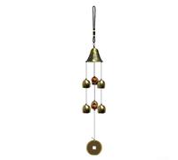 Solaughguy Carillón de viento de cobre vintage para decoración de jardín al aire libre o interior de granja, colgante de campana de 48 cm con diseño de metal rústico, decoración de Feng Shui de buena