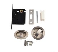 Solaughguy Cerradura redonda para puerta corrediza con indicador rojo y verde, perno de puerta de bolsillo de aleación de zinc para baño, cuerpo de 45 mm, plateado/negro/dorado (plata)