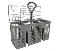 Solaughguy Cesta de cubiertos para Bauknecht, para Neff, para Gaggenau y para lavavajillas Gorenje - plástico, 6 compartimentos con tapa, gris, 22,8 x 9 x 11,7 cm