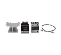 Solaughguy Controlador de temperatura digital PID REX-C100 Kit con termopar tipo K 0-1300C para SSR 25DA estado sólido para relé y disipador de calor Control de automatización industrial