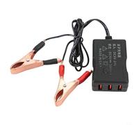 Solaughguy Convertidor CC con clip de batería de 12 V, 24 V a 5 V, convertidor reductor USB, carga rápida de 3 puertos, protección contra sobrecorriente y sobrecalentamiento para coche, hogar y uso al