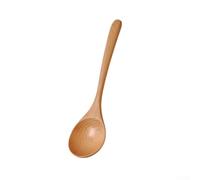 Solaughguy Cuchara de cocina de madera maciza de mango largo para sopas, guisos, congee y arroz, utensilio de cocina natural, 23 cm, color tronco
