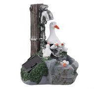 Solaughguy Escultura de jardín de ardilla alimentada por energía solar, estatua de animal de resina con luz LED para decoración de patio al aire libre, adorno retro caprichoso con encanto rural, (pato