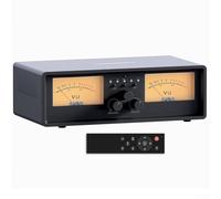 Solaughguy ET30 - Conmutador de altavoz, interruptor de audio de 2 entradas y 2 salidas con medidor dual analógico VU, diseño retro de metal para amplificadores y altavoces de alta fidelidad, control