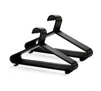 Solaughguy Perchas de plástico para adultos, paquete de 10 unidades, ahorro de espacio, 36 cm, para organización de armario y armario, con barra para pantalones y clips, color negro