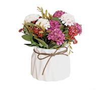 Solaughguy Ramo de hortensias artificiales en color rosa - Arreglo floral falso preservado para decoración del hogar, día de la madre, bodas y aniversarios - 8 x 8 x 21 cm en maceta (rojo rosa)