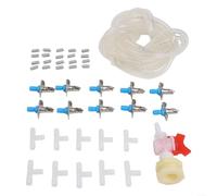 Solaughguy Sistema de riego automático para aves de corral con 10 bebederos, manguera de 5 m y conector de cubo para conejos, pollos y animales pequeños, kit de comedero de metal de plástico