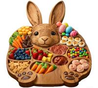 Solaughguy Tabla de charcutería de madera de conejo de Pascua, bandeja de queso en forma de conejo para decoración de fiestas navideñas, bonita bandeja de servir para carnes y artículos de