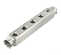 Solaughguy Tubo colector de distribución de acero inoxidable para sistemas de calefacción por suelo radiante, grado 304, rosca principal G1, salidas de ramificación G1/2, 50 mm de espacio, 0.6 mm de