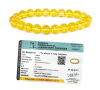 SOLAVA Pulsera original de citrino amarillo con certificado de laboratorio para hombres y mujeres - Pulsera de cuentas naturales energizadas de cristal para dinero, éxito y buena suerte - cuentas de 8