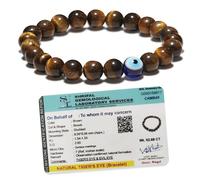 SOLAVA Pulsera original de ojo de tigre para mujer y hombre con certificado de mal de ojo y laboratorio, pulsera de cuentas marrones energizadas naturales para valor, protección y poder de voluntad,