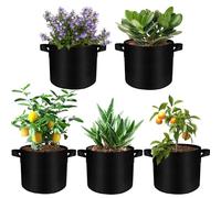 Solaverano 5 Piezas Bolsas de Cultivo 20L, Reutilizables Macetas de Tela No Tejida, Asas de Correa para Tomates Patatas Verduras Flores Balcón Jardín Invernadero 30×25cm, Negro
