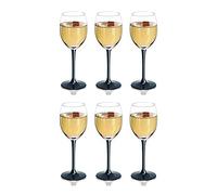 SOLAVIA Lot de 6 verres à vin en verre transparent de 250 ml, H 20 cm, avec pied noir