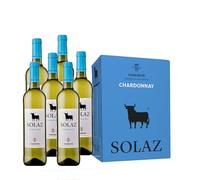 Solaz Vino Blanco 100% Chardonnay | Pack 6x750 ml | IGP Castilla