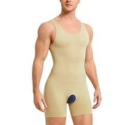 SOLCYSX Body moldeador de cuerpo para hombre, control de abdomen, adelgazante de muslos, Beige, Medium/Large