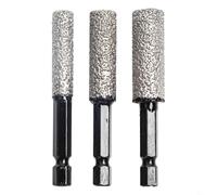 Soldado al vacío para perforación en seco, brocas de vástago hexagonal de 8/10/12 mm para granito, mármol, azulejos, hormigón, vidrio, corte de piedra abrasiva, 3 unidades