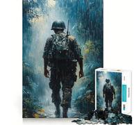 Soldado bajo la Lluvia, Rompecabezas de 1000 Piezas para Adultos, Juguete de lógica Mental, Tiempo Tranquilo, Corte Firme, (38x52cm)