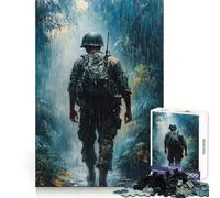 Soldado bajo la Lluvia Rompecabezas difícil para Adultos 1000 Piezas Mejora la Memoria Relaja la Mente Bordes Afilados Regalo Elegante (50x75cm)