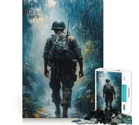 Soldado bajo la Lluvia Rompecabezas difícil para Adultos 1000 Piezas Mejora la Memoria Relaja la Mente Bordes Afilados Regalo Elegante (50x75cm)