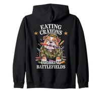 Soldado Comer Crayons Colorear Campos DE Batalla Orgulloso Militar Sudadera con Capucha