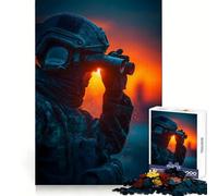 Soldado con binoculares al Atardecer Rompecabezas de 1000 Piezas para Adolescentes Juguete para ejercitar la Mente Diseño Relajante Regalo Ideal para armar (38x26cm)
