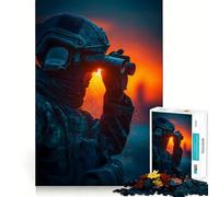 Soldado con binoculares al Atardecer Rompecabezas de 1000 Piezas para Adolescentes Juguete para ejercitar la Mente Diseño Relajante Regalo Ideal para armar (38x26cm)