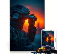 Soldado con binoculares al Atardecer Rompecabezas para Adolescentes 1000 Piezas Mejora la Memoria Relájate Suave Corte Ligero Regalo Elegante (50x75cm)