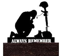 Soldado de decoración de jardín - Silueta Jardín Metal Soldado arrodillado | Sin desvanecimiento, regalos del Día de la Independencia de color negro puro, silueta de soldado arrodillado para jardín, e