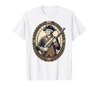 Soldado de la Guerra Revolucionaria Americana Mosquete 1776 Historia Camiseta gráfica económica, Hombre, Blanco, M