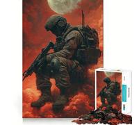 Soldado en el Cielo Rojo Rompecabezas difícil para Adultos 1000 Piezas Juguete Que desafía la Mente Entretenimiento Suave Corte preciso Regalo Memorable (38x26cm)