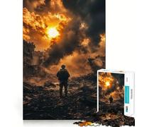 Soldado en una Ciudad devastada por la Guerra Rompecabezas para Adultos 1000 Piezas Fortalece la Memoria Alivia la ansiedad Bordes Suaves Sorpresa cálida (50x75cm)