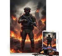 Soldado en una Ciudad en Llamas Rompecabezas de 1000 Piezas para Adolescentes Juguete para ejercitar la Mente Juego en Grupo Arte Ensamblaje Regalo clásico (38x52cm)