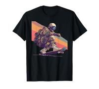 Soldado Retro con monopatín Genial para Amantes Militares Camiseta