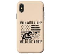 Soldador Caminar con Lámpara Soldar como Proxeneta Divertido Bandera De Estados Unidos Humor Hombres Carcasa para iPhone X/XS