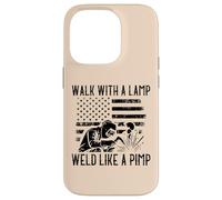 Soldador Caminar con Lámpara Soldar como Proxeneta Divertido Bandera De Estados Unidos Humor Hombres Carcasa para iPhone 14 Pro
