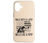 Soldador Caminar con Lámpara Soldar como Proxeneta Divertido Bandera De Estados Unidos Humor Hombres Carcasa para iPhone 16 Plus